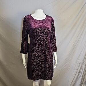 Tommy Hilfiger Bell Sleeve Velvet Knee Length Dress